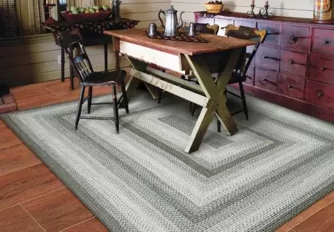 Homespice Graphite 8x10' Gray Oval Braided Rug, Washable Rug for