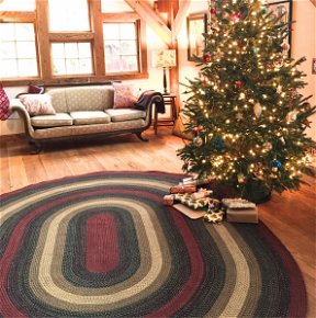 Room Highland Navy Blue Oval Braided Rugs