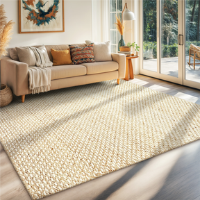 Room Saddleback Soft Farmhouse Rug, Handcrafted With Wool & Jute