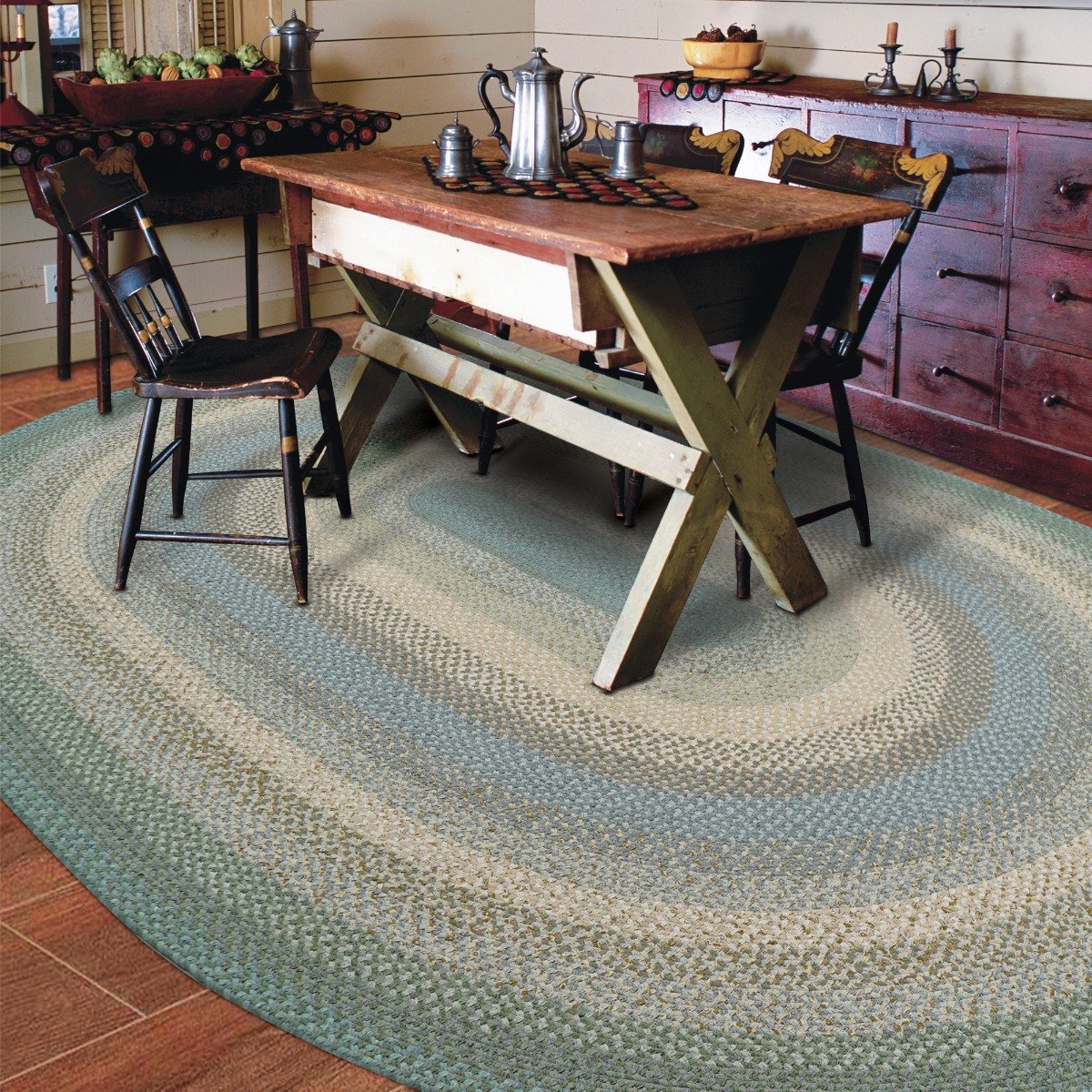 Biscotti Cotton Braided Rug  Country Primitive Braided Rug by