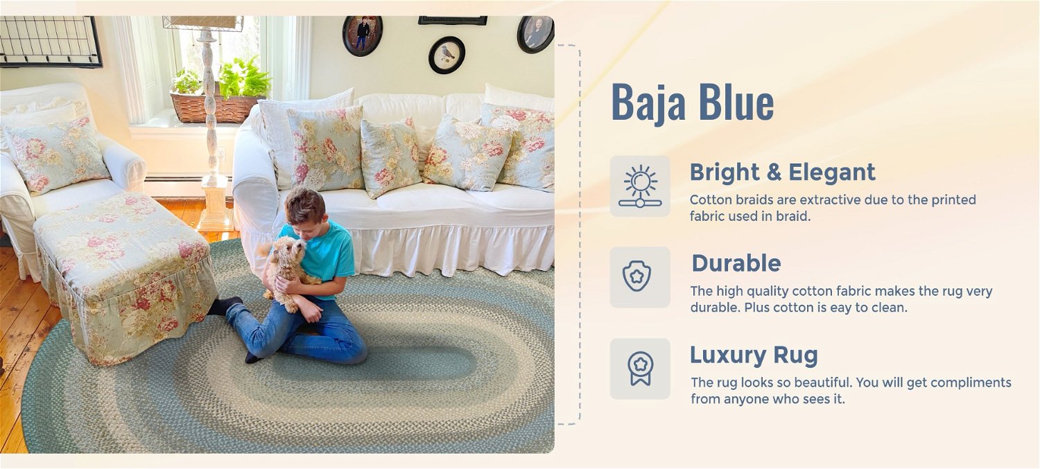  blue braided cotton braided oval rug qualities
