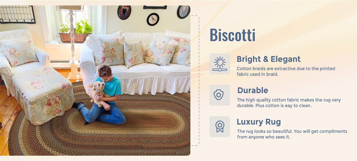 Biscotti Multi Color Cotton Braided Oval Rug qualities