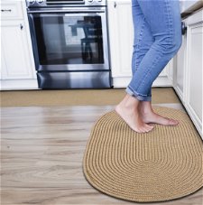 Biscuit Brown Washable Oval Braided Rug