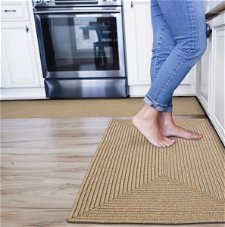 Biscuit Brown Washable Braided Area Rugs