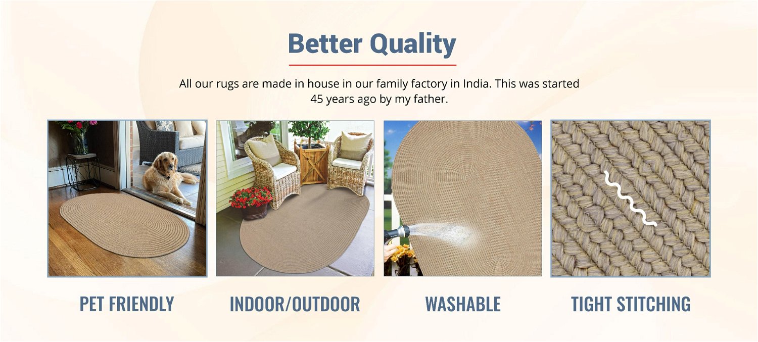 Qualities of Biscuit Brown Oval Indoor/Outdoor Braided Rug