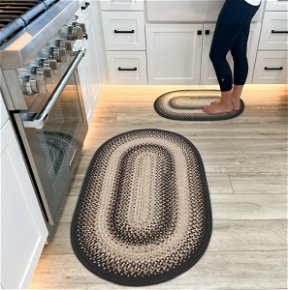 Black Mist Ultra Durable Small Braided Oval Rugs In Set