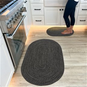 Room Black Ultra Durable Small Braided Oval Rug In Set