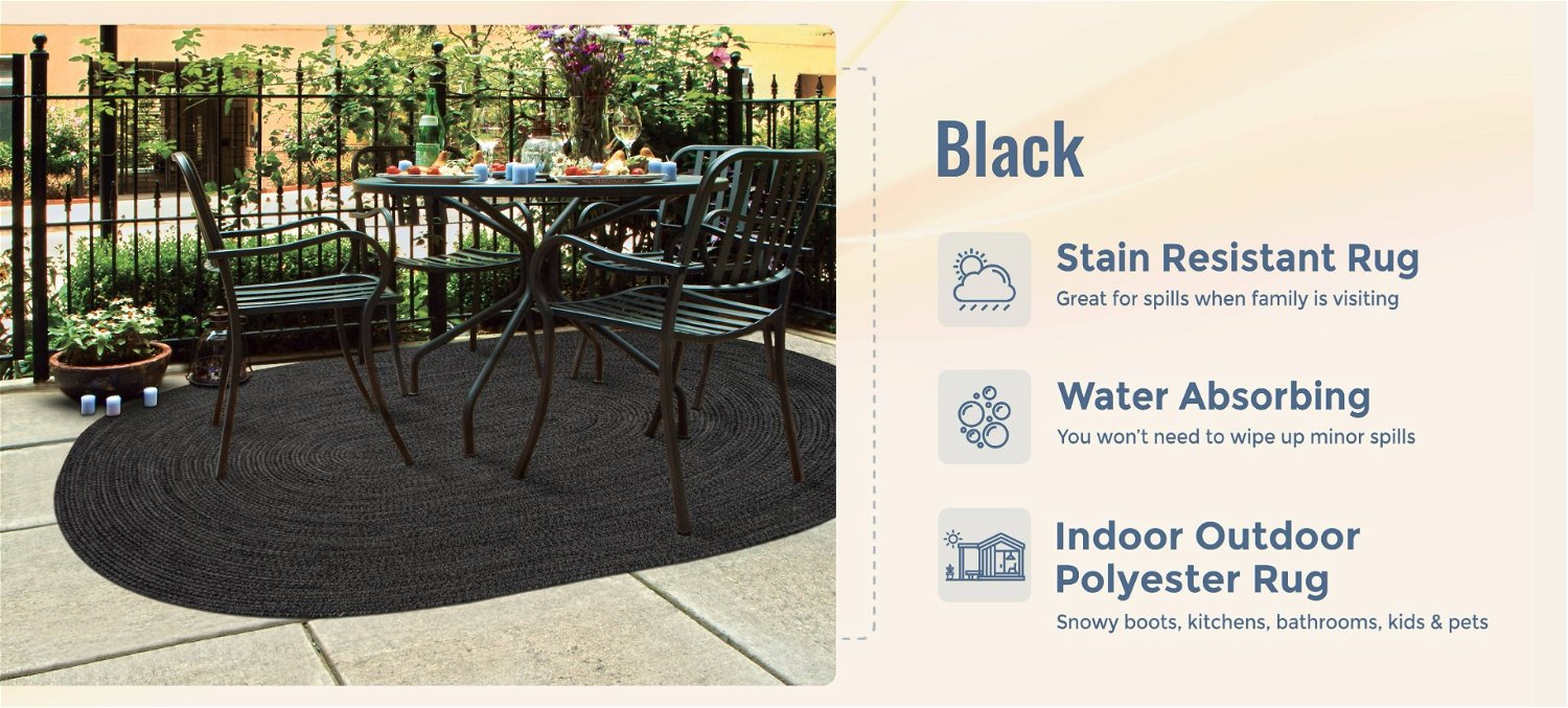Black Outdoor Braided Oval Rug benefits