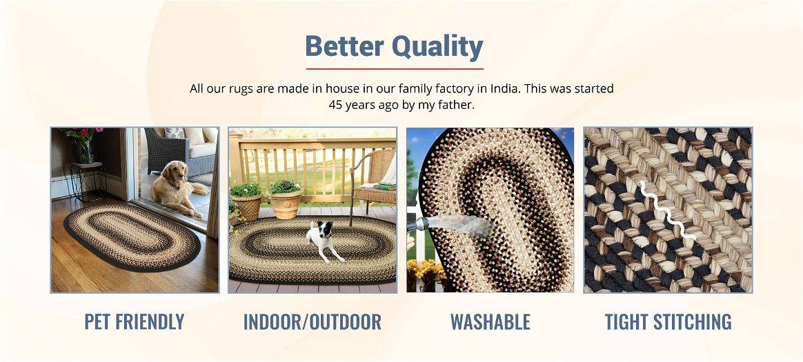 Qualities of Black Mist Black-Brown-Cream Oval Indoor/outdoor Braided Rug