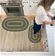 green kitchen braided rug set