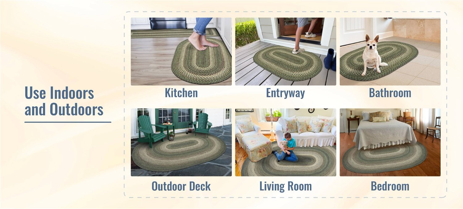 Cedar Ridge Green Braided Oval Rug can be used anywhere  indoor or outdoor