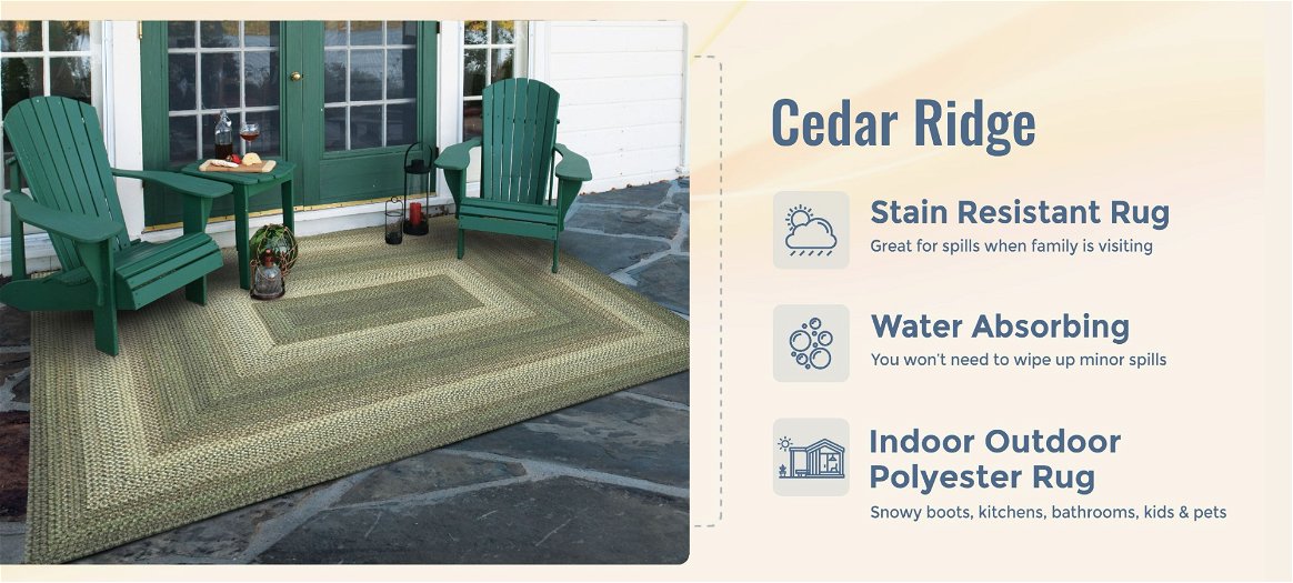 Cedar Ridge Green indoor/outdoor Braided Rectangular Rug benefits