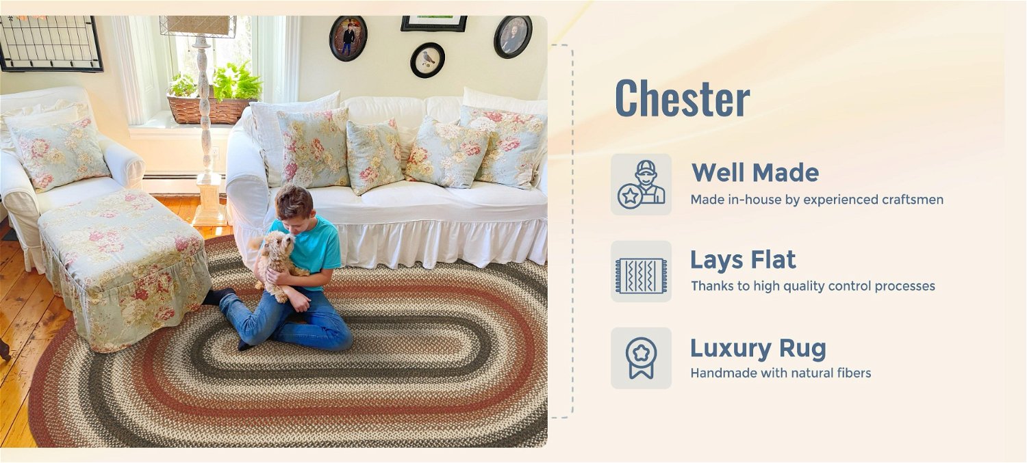 Chester Red Jute Braided Oval Rug benefits