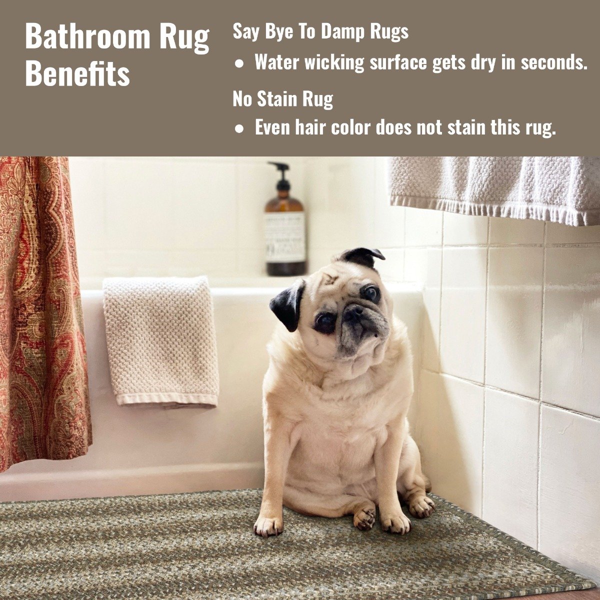 Homespice Non Slip, Waterproof Rug - Chicory - Entryway, Kitchen, Bathroom, 27 x 45