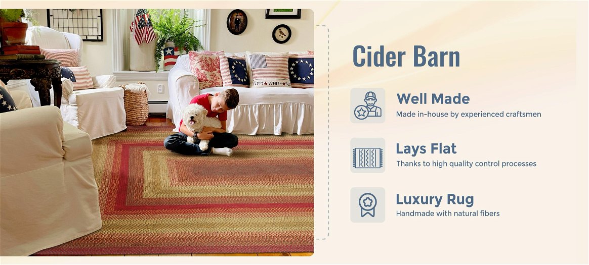 Cider Barn red braided rug benefits