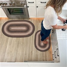 Driftwood Brown Washable Oval Rugs