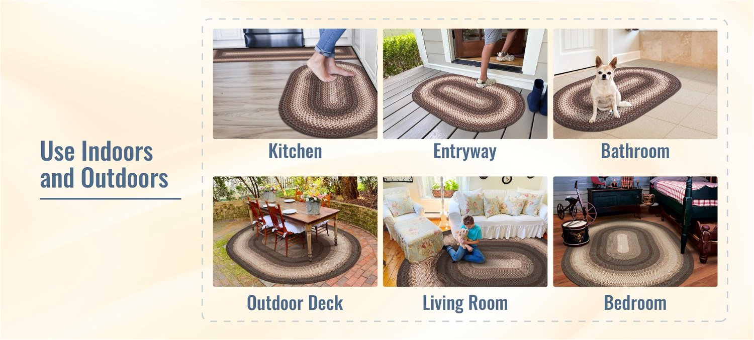 Driftwood Brown Indoor/Outdoor Braided Oval Rug 