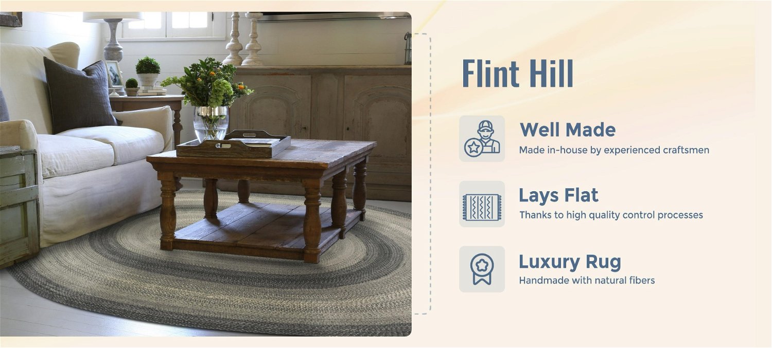 Flint Hill Grey Jute Braided Oval Rug benefits