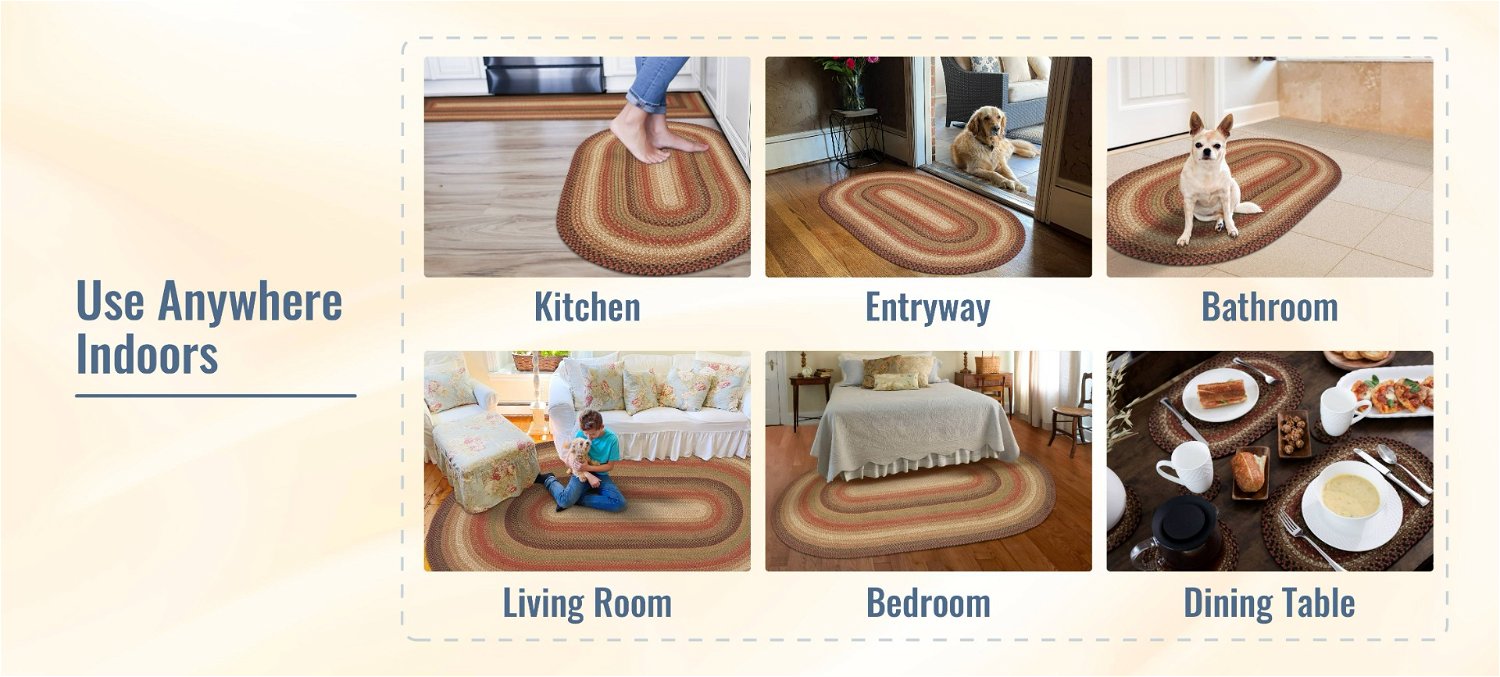 Gingerbread Brown - Deep Red Jute Braided oval Rug can be used anywhere indoors