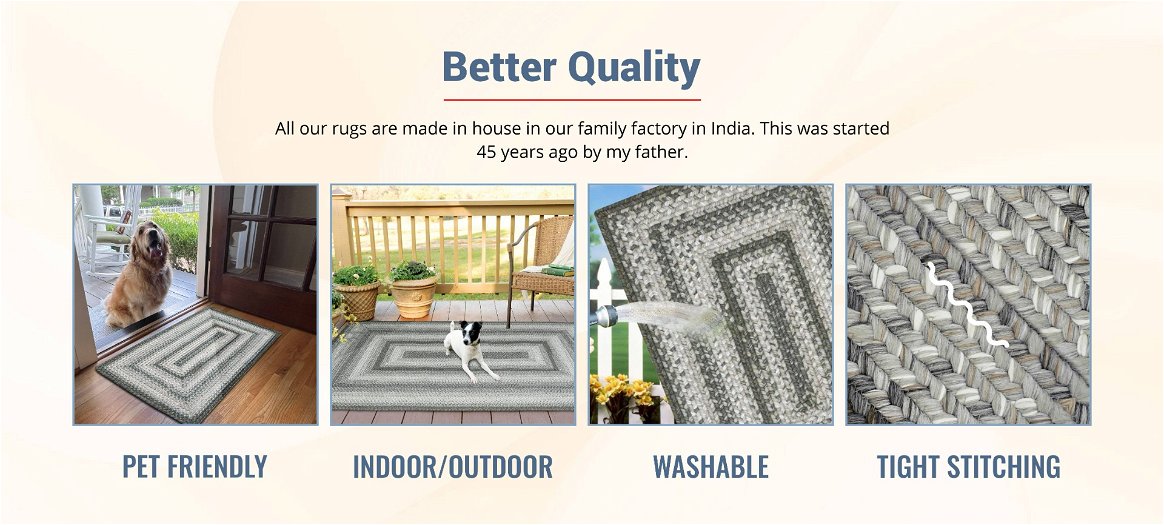 Qualities of Graphite Grey Indoor/Outdoor Braided Rectangular Rug