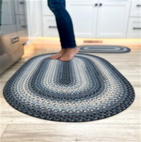 Room Juniper Blue Ultra Durable Small Braided Oval Rugs In Set