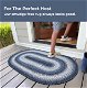 Blue Indoor/Outdoor Braided Washable Oval Rug for Entryway