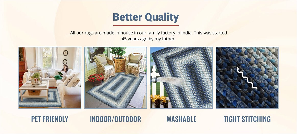 Juniper Blue Indoor/Outdoor Braided Rectangular Rug qualities