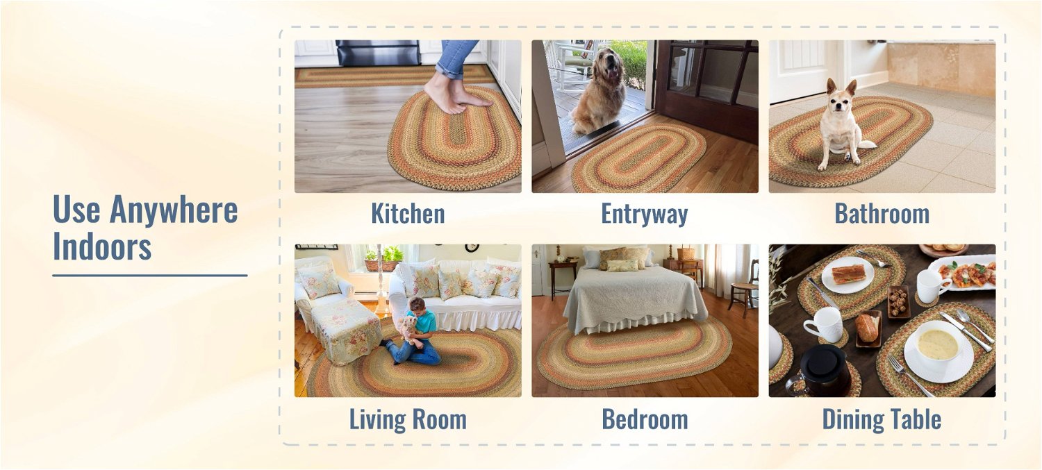 Kingston Multi Color Jute Braided Oval Rug can be used anywhere indoors