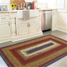Log Cabin Step Multi Color Cotton Braided Rectangular Rugs