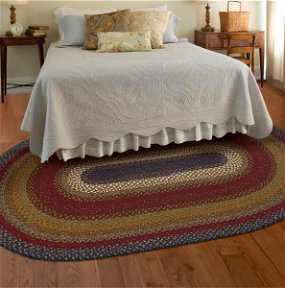 Log Cabin Step Multi Color Cotton Braided Oval Rugs