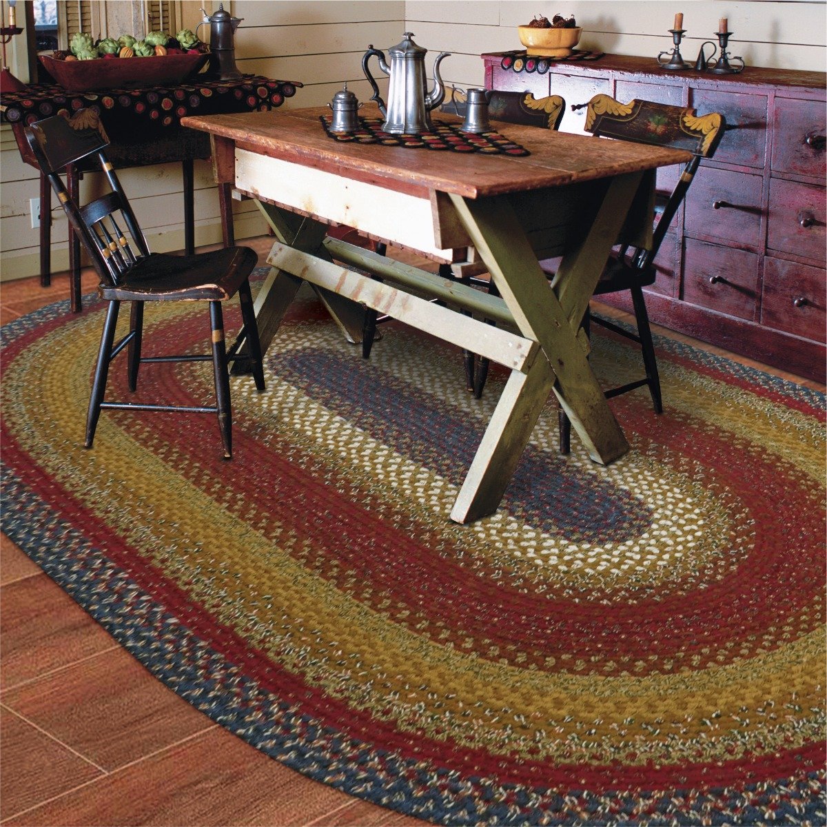 Homespice Demin Blue Oval Braided Rugs 16x24 Perfect Mats for Any Kitchen,  Bathroom or Entryway