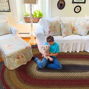 Room Log Cabin Step Multi Color Oval Braided Rug