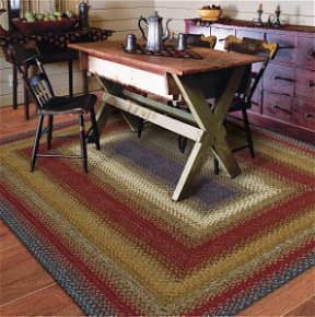 Room Log Cabin Step Multi Color Cotton Braided Rectangular Rugs