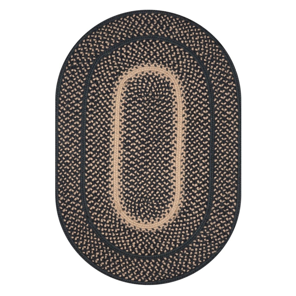 Manchester Black-Tan Oval Jute Braided Rugs Reversible