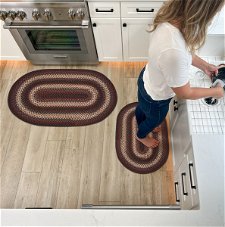 Montgomery Black - Burgundy Ultra Durable Braided Oval Rug In Sets