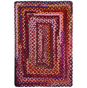 Room Bohemian Red Polyester Braided Rectangular Rugs