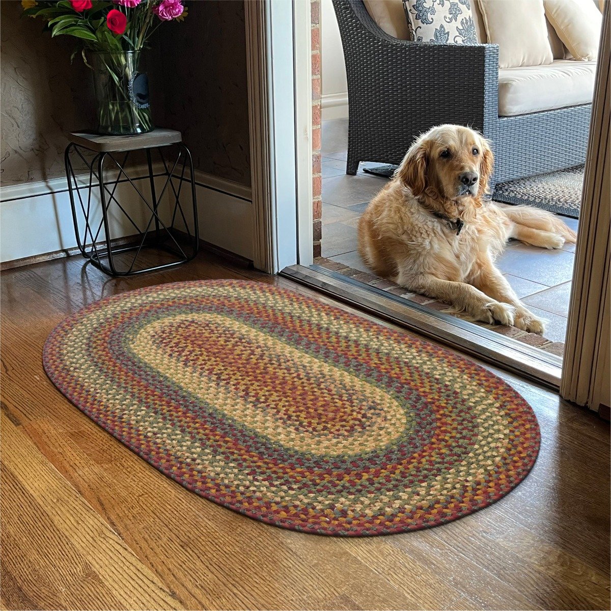 Neverland Multi Color Oval Cotton Braided Rugs Reversible