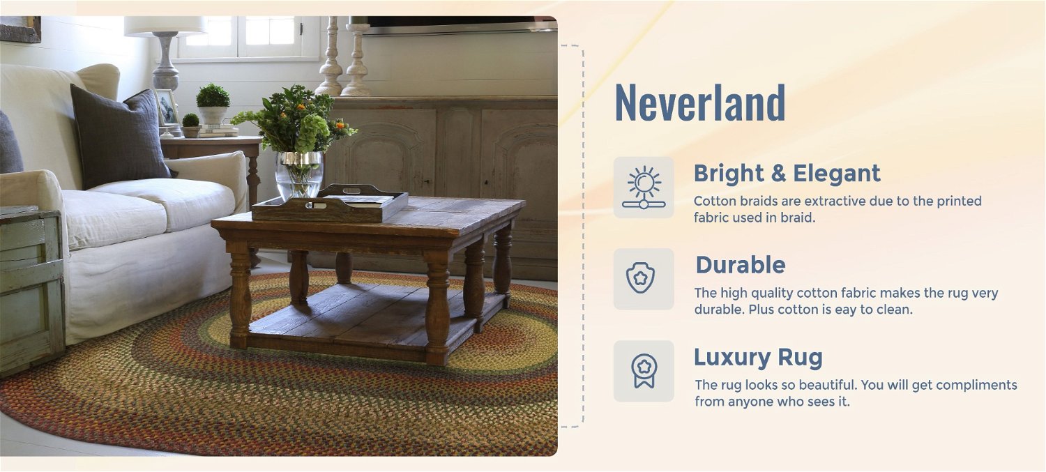 Neverland Multi Color Cotton Braided Oval Rug qualities