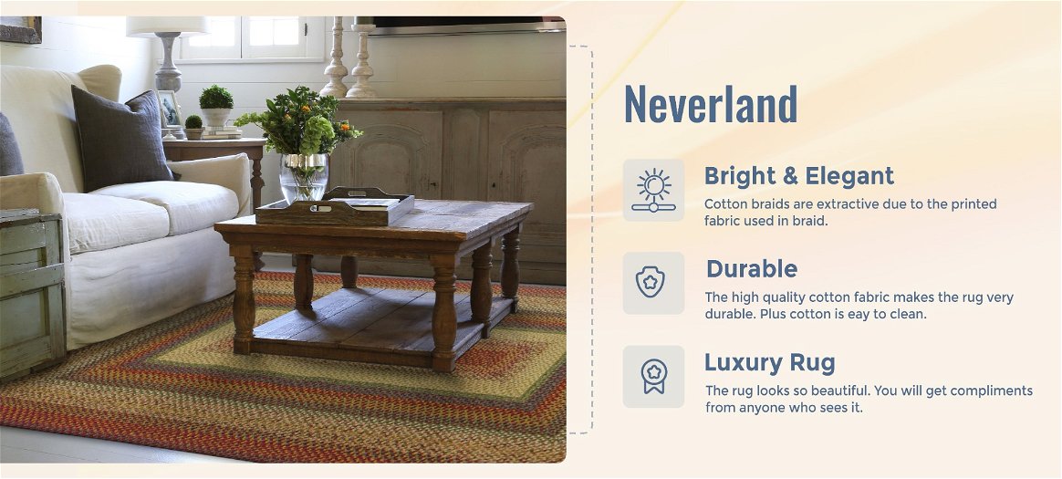Neverland Multi Color Cotton Braided Rectangular Rug qualities