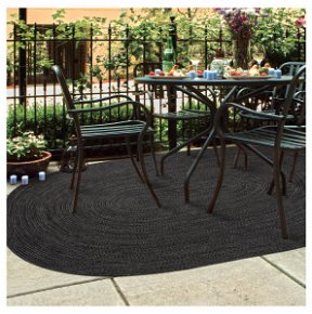 Room Black Outdoor Washable Braided Oval Rug