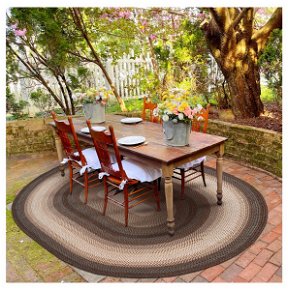 Room Driftwood Brown Washable Oval Rugs
