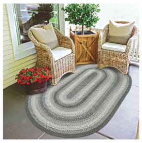 Room Graphite Grey Braided Oval Rugs