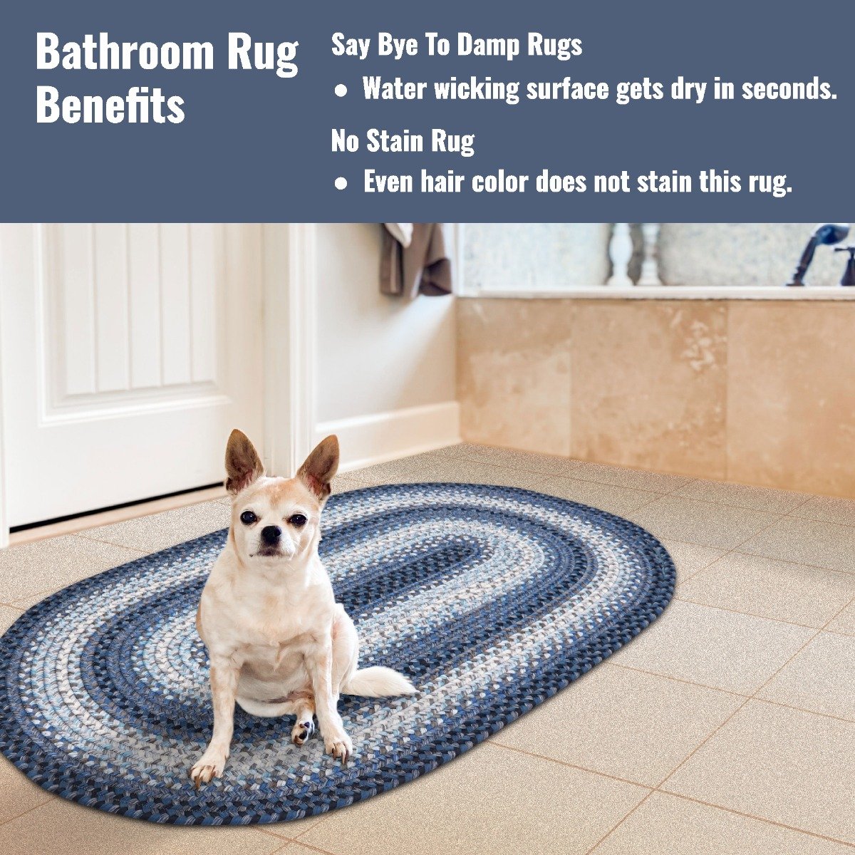 Juniper Blue Ultra Durable Small Braided Oval Rugs In Set