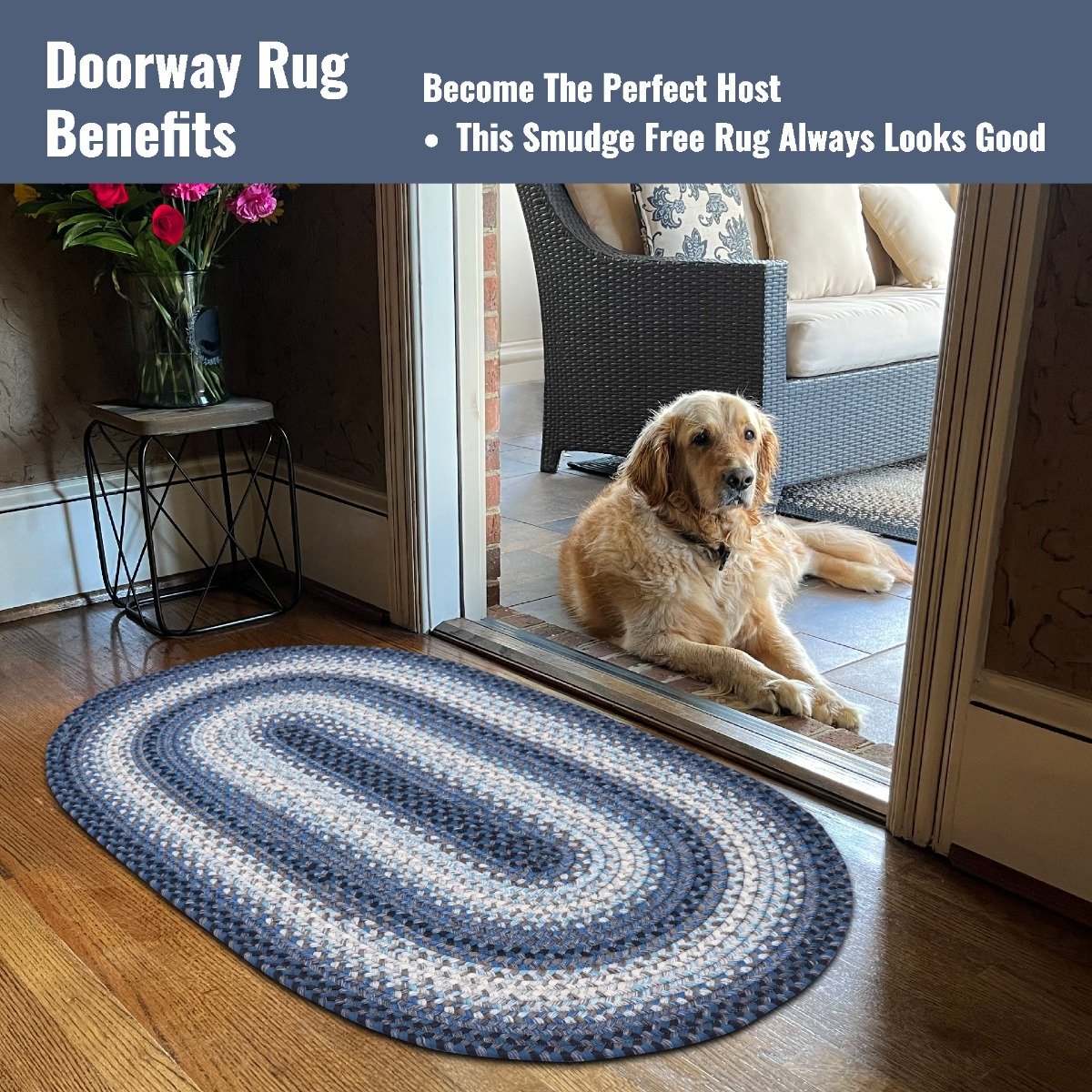 Juniper Blue Ultra Durable Small Braided Rugs In Set