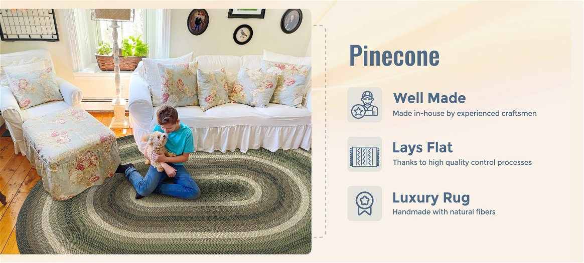 Pinecone Green Jute Braided Oval Rug benefits