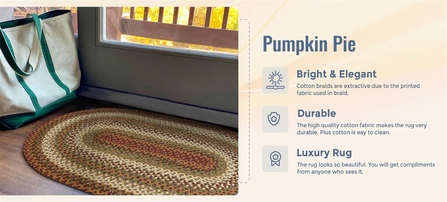 Pumpkin Pie Multi Color Cotton Braided Oval Rug qualities