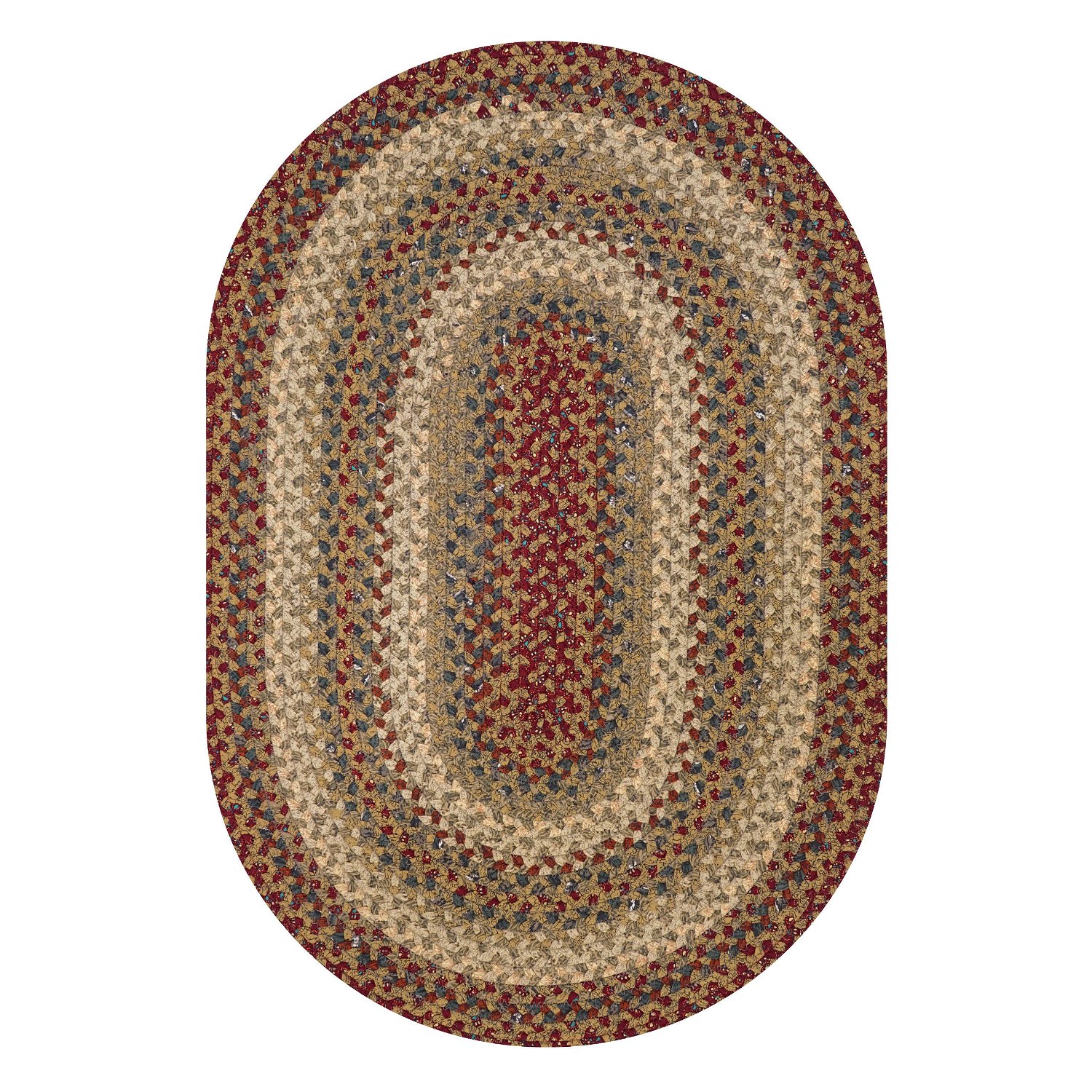 Pumpkin Pie Red-Green-Brown Oval Cotton Braided Rugs Reversible