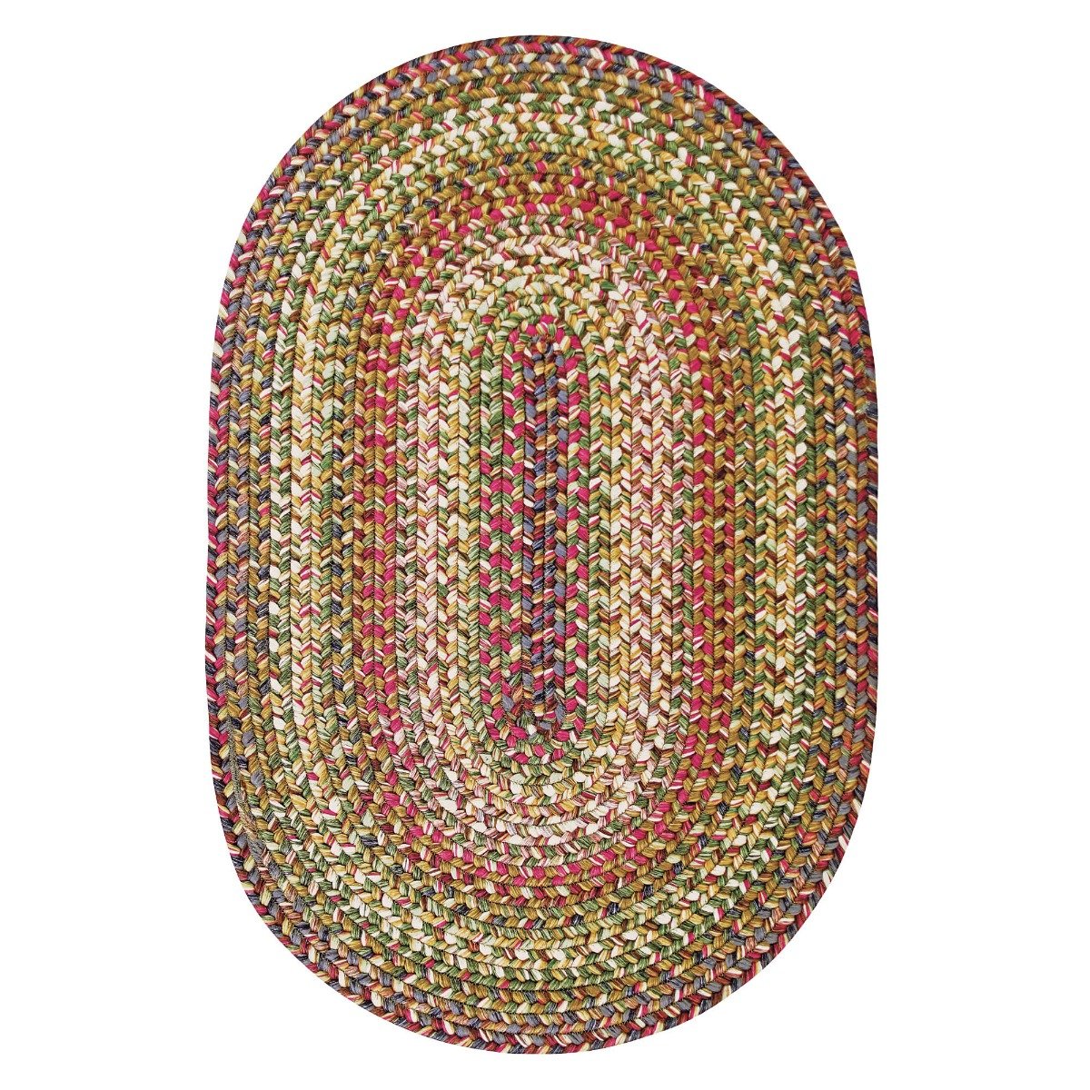 Rainforest Beige-Red-Green Oval UD Braided Rugs Washable, Indoor ...