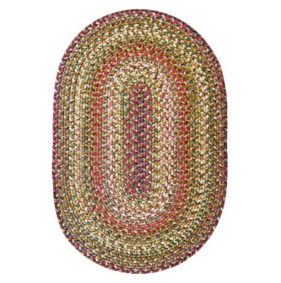 Rainforest Beige-Red-Green Oval UD Braided Rug