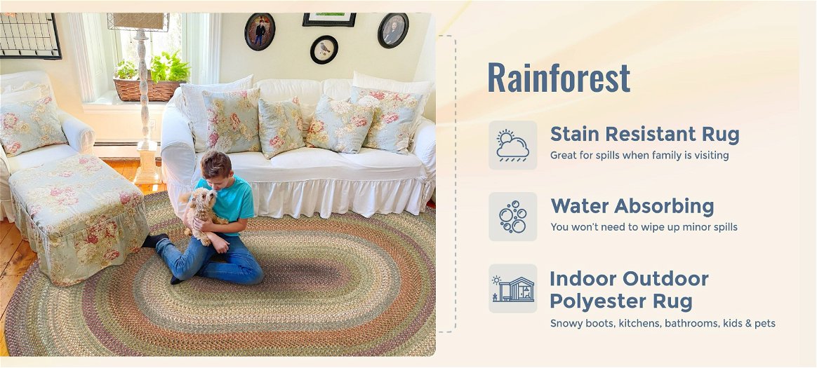 Rainforest Multi Color Indoor/Outdoor Braided Oval Rug benefits